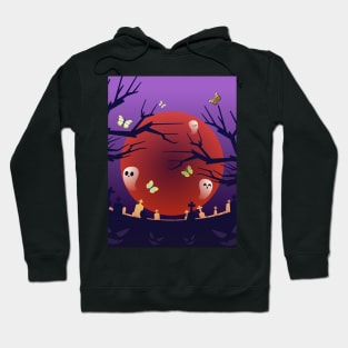 Harmony in Orange: Moon and Zombies butterfly part 4 Hoodie